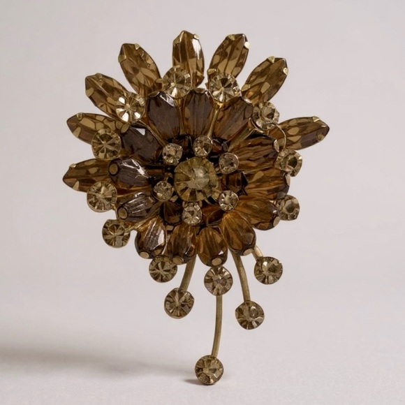 😄MIRIAM HASKELL vintage PIN BROOCH SIGNED gold Christmas gift